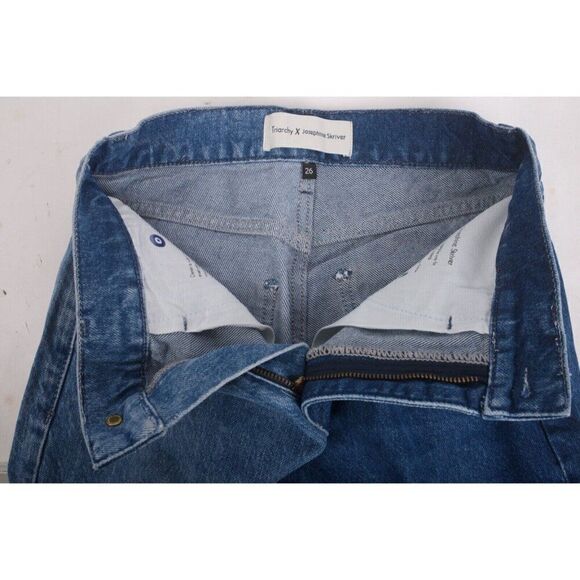 Triarchy Josephine Two Tone Denim Jean Shorts Indigo Small S EU 26 JSXT002 New - Picture 7 of 8